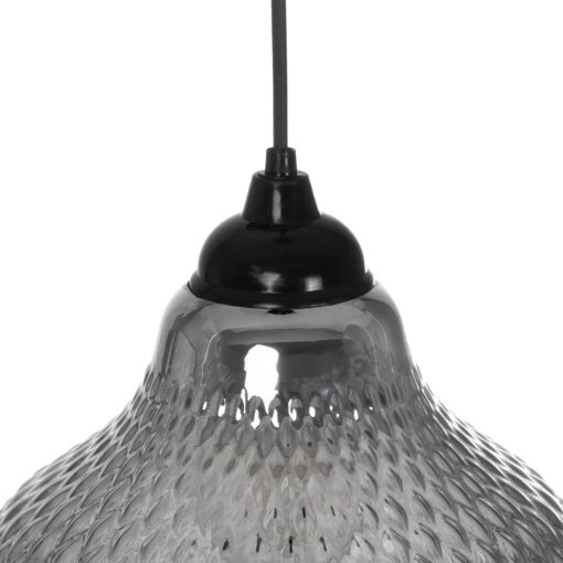GLOBOSTAR® SKLO 206-0024 Μοντέρνο Κρεμαστό Φωτιστικό Οροφής με Ντουί 1 x E27 AC 220-240V IP20 – Μαύρο Φιμέ – Μ22 x Π22 x Υ31cm