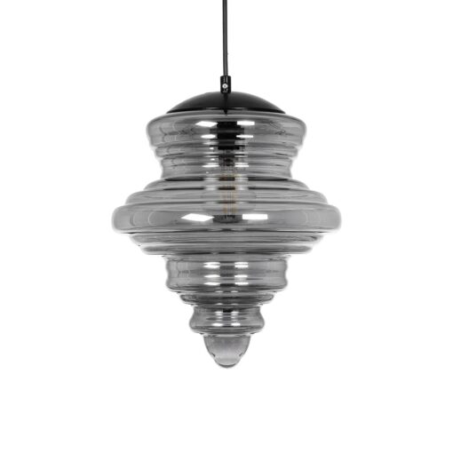 GLOBOSTAR® CORTE 206-0028 Μοντέρνο Κρεμαστό Φωτιστικό Οροφής με Ντουί 1 x E27 AC 220-240V IP20 – Μαύρο Φιμέ – Μ25 x Π25 x Υ30cm