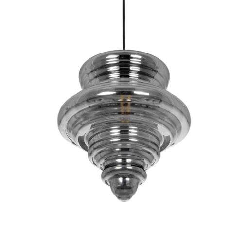 GLOBOSTAR® CORTE 206-0028 Μοντέρνο Κρεμαστό Φωτιστικό Οροφής με Ντουί 1 x E27 AC 220-240V IP20 – Μαύρο Φιμέ – Μ25 x Π25 x Υ30cm