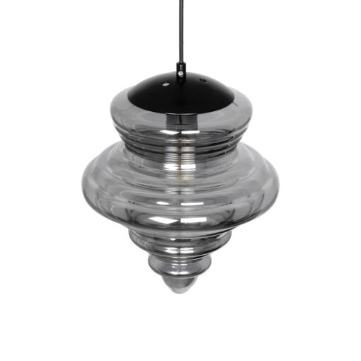 GLOBOSTAR® CORTE 206-0028 Μοντέρνο Κρεμαστό Φωτιστικό Οροφής με Ντουί 1 x E27 AC 220-240V IP20 – Μαύρο Φιμέ – Μ25 x Π25 x Υ30cm