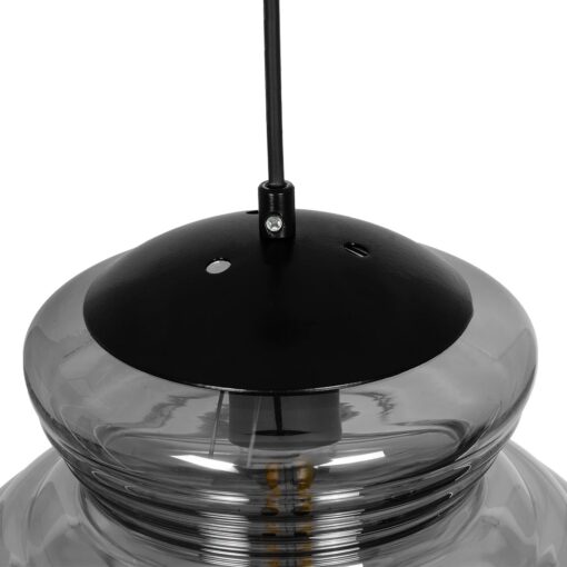 GLOBOSTAR® CORTE 206-0028 Μοντέρνο Κρεμαστό Φωτιστικό Οροφής με Ντουί 1 x E27 AC 220-240V IP20 – Μαύρο Φιμέ – Μ25 x Π25 x Υ30cm