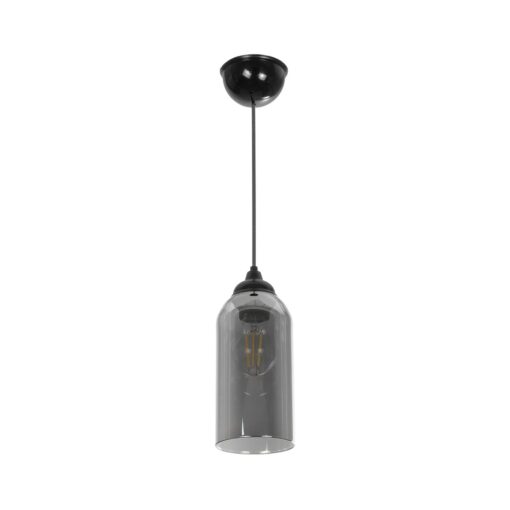 GLOBOSTAR® TUBE 206-0030 Μοντέρνο Κρεμαστό Φωτιστικό Οροφής με Ντουί 1 x E27 AC 220-240V IP20 – Μαύρο Φιμέ – Μ10 x Π10 x Υ24cm