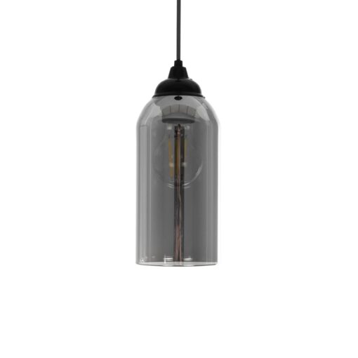 GLOBOSTAR® TUBE 206-0030 Μοντέρνο Κρεμαστό Φωτιστικό Οροφής με Ντουί 1 x E27 AC 220-240V IP20 – Μαύρο Φιμέ – Μ10 x Π10 x Υ24cm