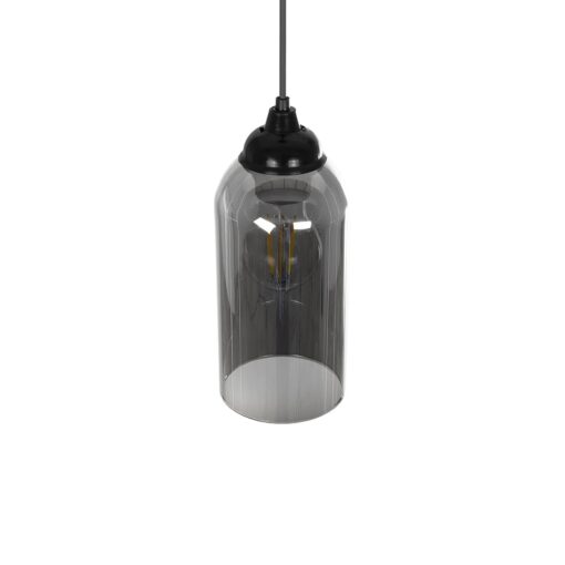 GLOBOSTAR® TUBE 206-0030 Μοντέρνο Κρεμαστό Φωτιστικό Οροφής με Ντουί 1 x E27 AC 220-240V IP20 – Μαύρο Φιμέ – Μ10 x Π10 x Υ24cm