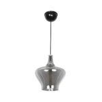 GLOBOSTAR® OVOCE 206-0032 Μοντέρνο Κρεμαστό Φωτιστικό Οροφής με Ντουί 1 x E27 AC 220-240V IP20 – Μαύρο Φιμέ – Μ20 x Π20 x Υ22cm