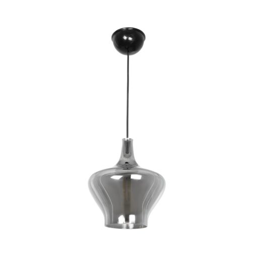 GLOBOSTAR® OVOCE 206-0032 Μοντέρνο Κρεμαστό Φωτιστικό Οροφής με Ντουί 1 x E27 AC 220-240V IP20 – Μαύρο Φιμέ – Μ20 x Π20 x Υ22cm