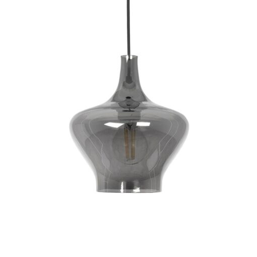 GLOBOSTAR® OVOCE 206-0032 Μοντέρνο Κρεμαστό Φωτιστικό Οροφής με Ντουί 1 x E27 AC 220-240V IP20 – Μαύρο Φιμέ – Μ20 x Π20 x Υ22cm