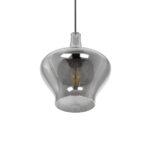 GLOBOSTAR® OVOCE 206-0032 Μοντέρνο Κρεμαστό Φωτιστικό Οροφής με Ντουί 1 x E27 AC 220-240V IP20 – Μαύρο Φιμέ – Μ20 x Π20 x Υ22cm