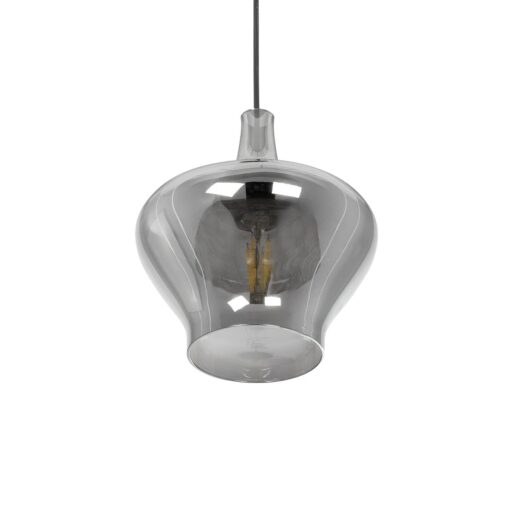 GLOBOSTAR® OVOCE 206-0032 Μοντέρνο Κρεμαστό Φωτιστικό Οροφής με Ντουί 1 x E27 AC 220-240V IP20 – Μαύρο Φιμέ – Μ20 x Π20 x Υ22cm