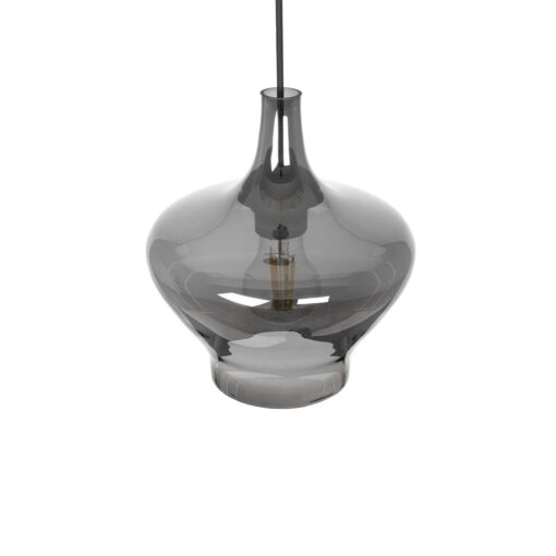 GLOBOSTAR® OVOCE 206-0032 Μοντέρνο Κρεμαστό Φωτιστικό Οροφής με Ντουί 1 x E27 AC 220-240V IP20 – Μαύρο Φιμέ – Μ20 x Π20 x Υ22cm