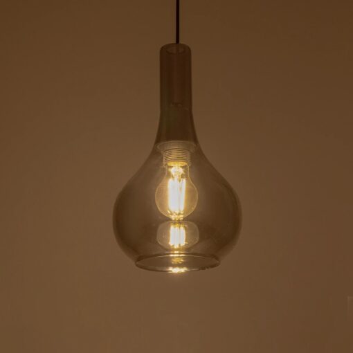 GLOBOSTAR® ΤΟΝΕ 206-0034 Μοντέρνο Κρεμαστό Φωτιστικό Οροφής με Ντουί 1 x E27 AC 220-240V IP20 – Μαύρο Φιμέ – Μ20 x Π20 x Υ36cm