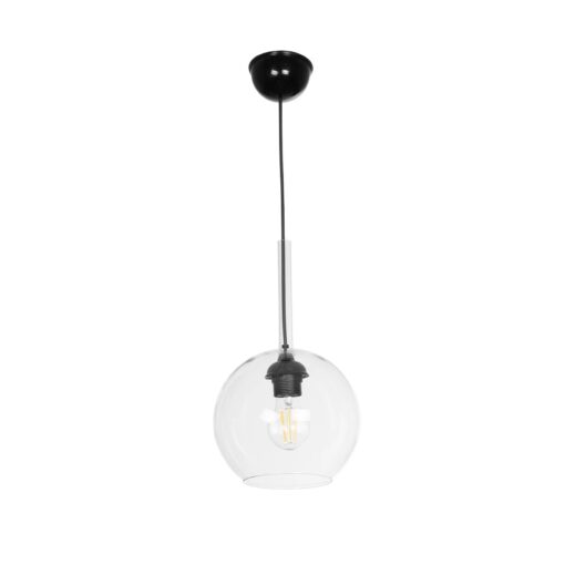 GLOBOSTAR® BALU 206-0038 Μοντέρνο Κρεμαστό Φωτιστικό Οροφής με Ντουί 1 x E27 AC 220-240V IP20 – Διάφανο – Μ20 x Π20 x Υ18cm