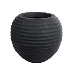 Alternative view of GloboStar® Artificial Garden ILAEIRA 20712 Επιδαπέδιο Πολυεστερικό Τσιμεντένιο Κασπώ Γλάστρα - Flower Pot Μαύρο Φ71 x Υ64cm