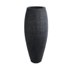 Alternative view of GloboStar® Artificial Garden NASHVILLE 20714 Επιδαπέδιο Πολυεστερικό Τσιμεντένιο Κασπώ Γλάστρα - Flower Pot Μαύρο Φ45 x Υ114cm