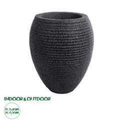 GloboStar® Artificial Garden NASHVILLE 20716 Επιδαπέδιο Πολυεστερικό Τσιμεντένιο Κασπώ Γλάστρα - Flower Pot Μαύρο Φ40 x Υ50cm