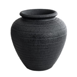 Alternative view of GloboStar® Artificial Garden OLYMPIA 20719 Επιδαπέδιο Πολυεστερικό Τσιμεντένιο Κασπώ Γλάστρα - Flower Pot Μαύρο Φ55 x Υ60cm