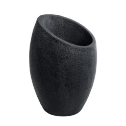Alternative view of GloboStar® Artificial Garden MESTRE 20732 Επιδαπέδιο Πολυεστερικό Τσιμεντένιο Κασπώ Γλάστρα - Flower Pot Μαύρο Φ40 x Υ60cm
