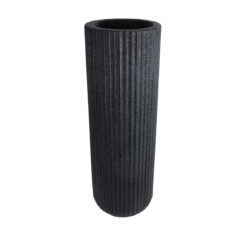 Alternative view of GloboStar® Artificial Garden MATERA 20733 Επιδαπέδιο Πολυεστερικό Τσιμεντένιο Κασπώ Γλάστρα - Flower Pot Μαύρο Φ42 x Υ120cm
