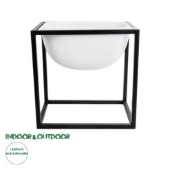 GloboStar® Artificial Garden FIORI 20754 Επιδαπέδιο Μεταλλικό Τσιμεντένιο Κασπώ Γλάστρα - Flower Pot Λευκό με Μαύρο Μ60 x Π40 x Υ60cm