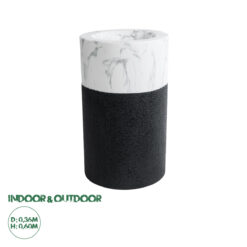 GloboStar® Artificial Garden ALMUDENA 20769 Επιδαπέδιο Πολυεστερικό Τσιμεντένιο Κασπώ Γλάστρα - Flower Pot Μαύρο με Λευκό Φ36 x Υ60cm