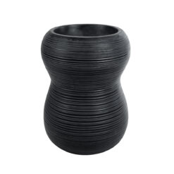 Alternative view of GloboStar® Artificial Garden BARRIO 20774 Επιδαπέδιο Πολυεστερικό Τσιμεντένιο Κασπώ Γλάστρα - Flower Pot Μαύρο Φ45 x Υ63cm
