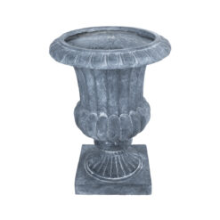 Alternative view of GloboStar® Artificial Garden ALCAZAR 20777 Επιδαπέδιο Πολυεστερικό Τσιμεντένιο Κασπώ Γλάστρα - Flower Pot Γκρι Φ51 x Υ71cm