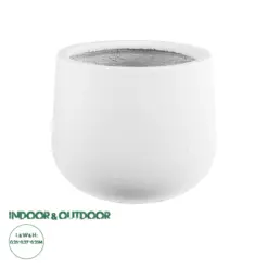 GloboStar® Artificial Garden CHELSEA 20802 Διακοσμητικό Πολυεστερικό Τσιμεντένιο Κασπώ Γλάστρα - Flower Pot Λευκό με Μαύρες Λεπτομέριες Μ25 x Π27 x Υ25cm