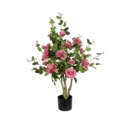 Alternative view of GloboStar® Artificial Garden PINK ROSES 21072 Τεχνητό Διακοσμητικό Δέντρο Τριανταφυλλιά Μ50 x Π50 x Υ90cm