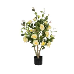 Alternative view of GloboStar® Artificial Garden YELLOW ROSES 21073 Τεχνητό Διακοσμητικό Δέντρο Τριανταφυλλιά Μ50 x Π50 x Υ90cm