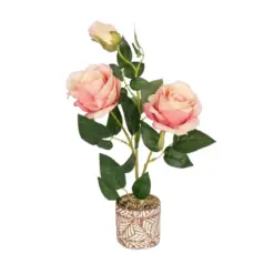 Alternative view of GloboStar® Artificial Garden PINK ROSE 20984 Διακοσμητικό Φυτό Ροζ Τριαντάφυλλα  Υ38cm