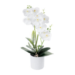 Alternative view of GloboStar® Artificial Garden WHITE ORCHID 21076 Διακοσμητικό Φυτό Λευκή Ορχιδέα Υ45cm
