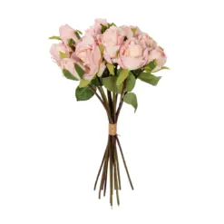 Alternative view of GloboStar® Artificial Garden PINK ROSE BOUQUET 21081 Τεχνητό Διακοσμητικό Μπουκέτο Τριαντάφυλλα Ροζ Y36cm