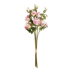 Alternative view of GloboStar® Artificial Garden DUSTY PINK ROSE BOUQUET 21083 Τεχνητό Διακοσμητικό Μπουκέτο Τριαντάφυλλα Ανοιχτό Ροζ Y63cm