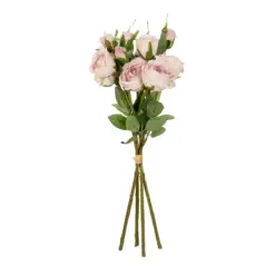 Alternative view of GloboStar® Artificial Garden DUSTY PINK ROSE BOUQUET 21084 Τεχνητό Διακοσμητικό Μπουκέτο Τριαντάφυλλα Ανοιχτό Ροζ Y44cm