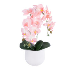 Alternative view of GloboStar® Artificial Garden SALMON ORCHID 21118 Διακοσμητικό Φυτό Ροζ-Πορτοκαλί Ορχιδέα Υ45cm