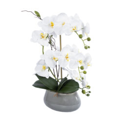 Alternative view of GloboStar® Artificial Garden WHITE ORCHID 21120 Διακοσμητικό Φυτό Λευκή Ορχιδέα Υ43cm