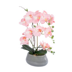 Alternative view of GloboStar® Artificial Garden SALMON PINK ORCHID 21122 Διακοσμητικό Φυτό Ροζ-Πορτοκαλί Ορχιδέα Υ43cm