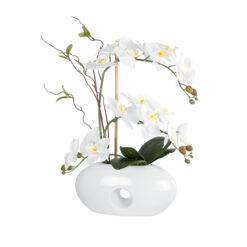 Alternative view of GloboStar® Artificial Garden WHITE ORCHID 21125 Διακοσμητικό Φυτό Λευκή Ορχιδέα Υ42cm