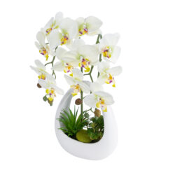 Alternative view of GloboStar® Artificial Garden WHITE ORCHID 21128 Διακοσμητικό Φυτό Λευκή Ορχιδέα Υ39cm