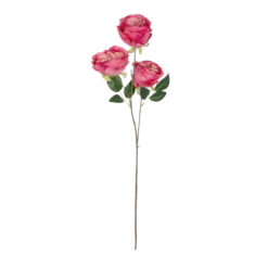 Alternative view of GloboStar® Artificial Garden HOT PINK ROSE BRANCH 21139 Τεχνητό Διακοσμητικό Κλαδί έντονο Ροζ Τριαντάφυλλο Y70cm