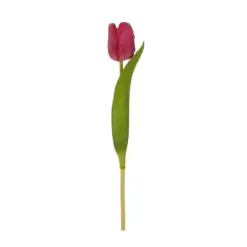 Alternative view of GloboStar® Artificial Garden HOT PINK TULIP BRANCH 21201 Τεχνητό Διακοσμητικό Κλαδί Έντονο Ροζ Τουλίπα Y37cm