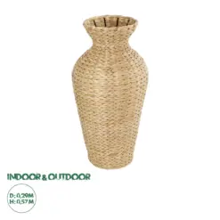 GloboStar® Artificial Garden HAVANA 21229 Διακοσμητικό Πλεκτό Καλάθι - Κασπώ Γλάστρα - Flower Pot Μπεζ Π29 x M29 x Υ57cm