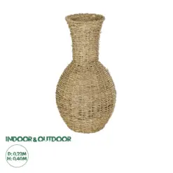 GloboStar® Artificial Garden MAUI 21242 Διακοσμητικό Πλεκτό Καλάθι - Κασπώ Γλάστρα - Flower Pot Μπεζ Π22 x M22 x Υ40cm