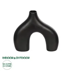 GloboStar® Artificial Garden TOLEDO 21249 Διακοσμητικό Κεραμικό Βάζo Μαύρο Π27 x Μ6 x Υ24 cm