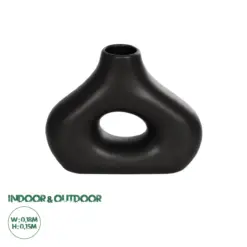 GloboStar® Artificial Garden HORIZON 21252 Διακοσμητικό Κεραμικό Βάζo Μαύρο Π18 x Μ6 x Υ15 cm