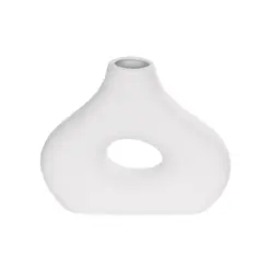 Alternative view of GloboStar® Artificial Garden HORIZON 21253 Διακοσμητικό Κεραμικό Βάζo Λευκό Π18 x Μ6 x Υ15 cm