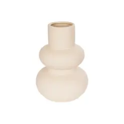 Alternative view of GloboStar® Artificial Garden QUARTZ 21254 Διακοσμητικό Κεραμικό Βάζo Μπεζ Π15 x Μ15 x Υ20 cm