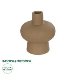 GloboStar® Artificial Garden CORNEOL 21262 Διακοσμητικό Κεραμικό Βάζo Καφέ Π17 x Μ17 x Υ20cm