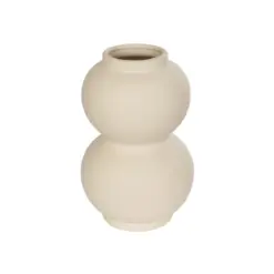 Alternative view of GloboStar® Artificial Garden PEARL 21265 Διακοσμητικό Κεραμικό Βάζo Μπεζ Π13 x Μ13 x Υ21cm