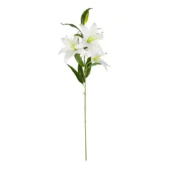 Alternative view of GloboStar® Artificial Garden WHITE LILY BRANCH 21312 Τεχνητό Διακοσμητικό Κλαδί Λευκό Κρίνο Y95cm
